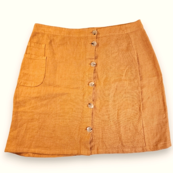 Paloma Wool Dresses & Skirts - Paloma Wool | Orange Linen Button Front Mini Skirt Size 40